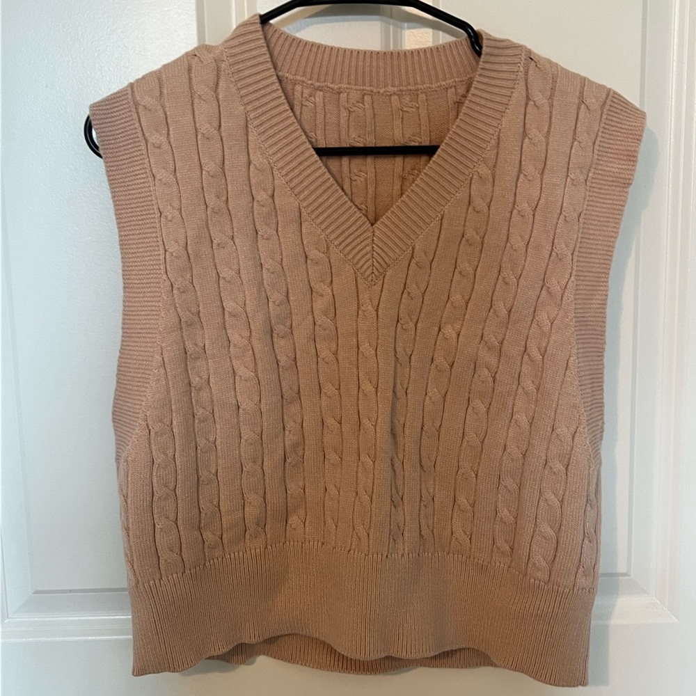 Pink Cable Knit Sweater Vest